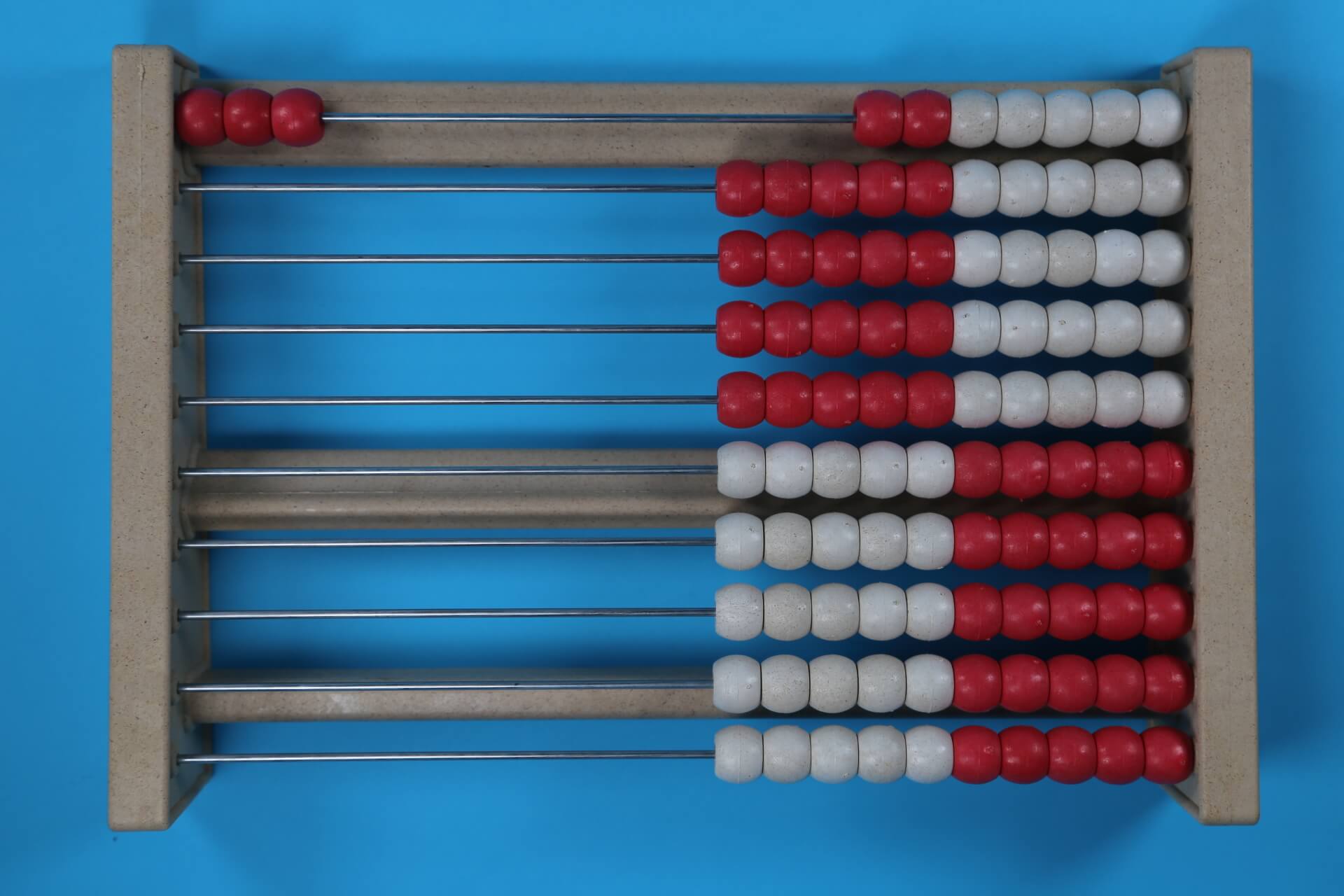 3 beads on a 100 bead rekenrek
