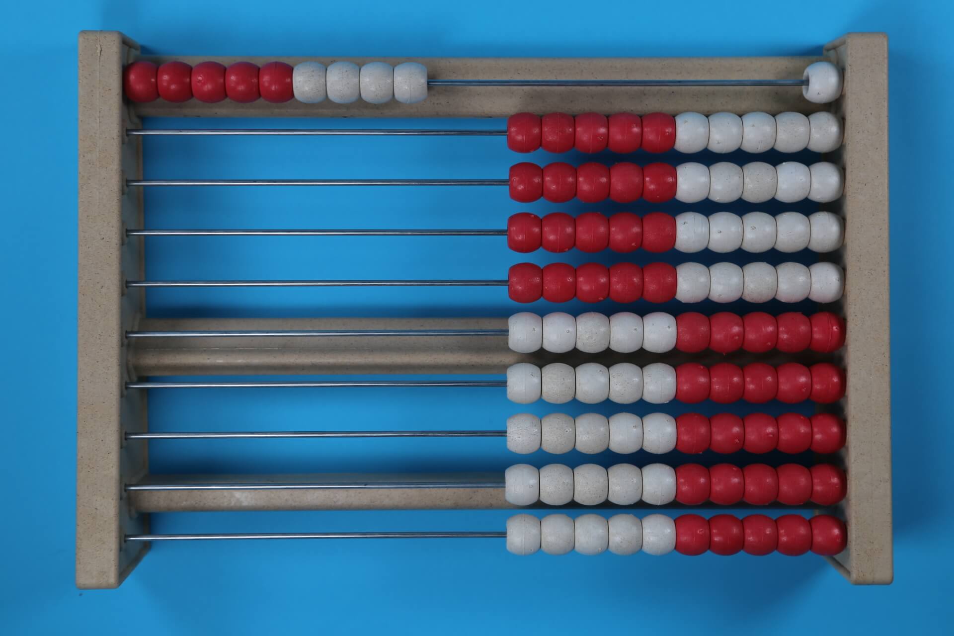 9 beads on a 100 bead rekenrek